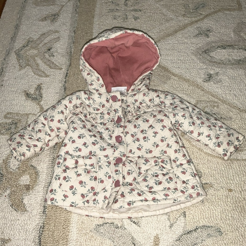 3-6 Months Baby Infant Nicolle Miller Floral‎ Coat Jacket Hooded Coat Pink Beige